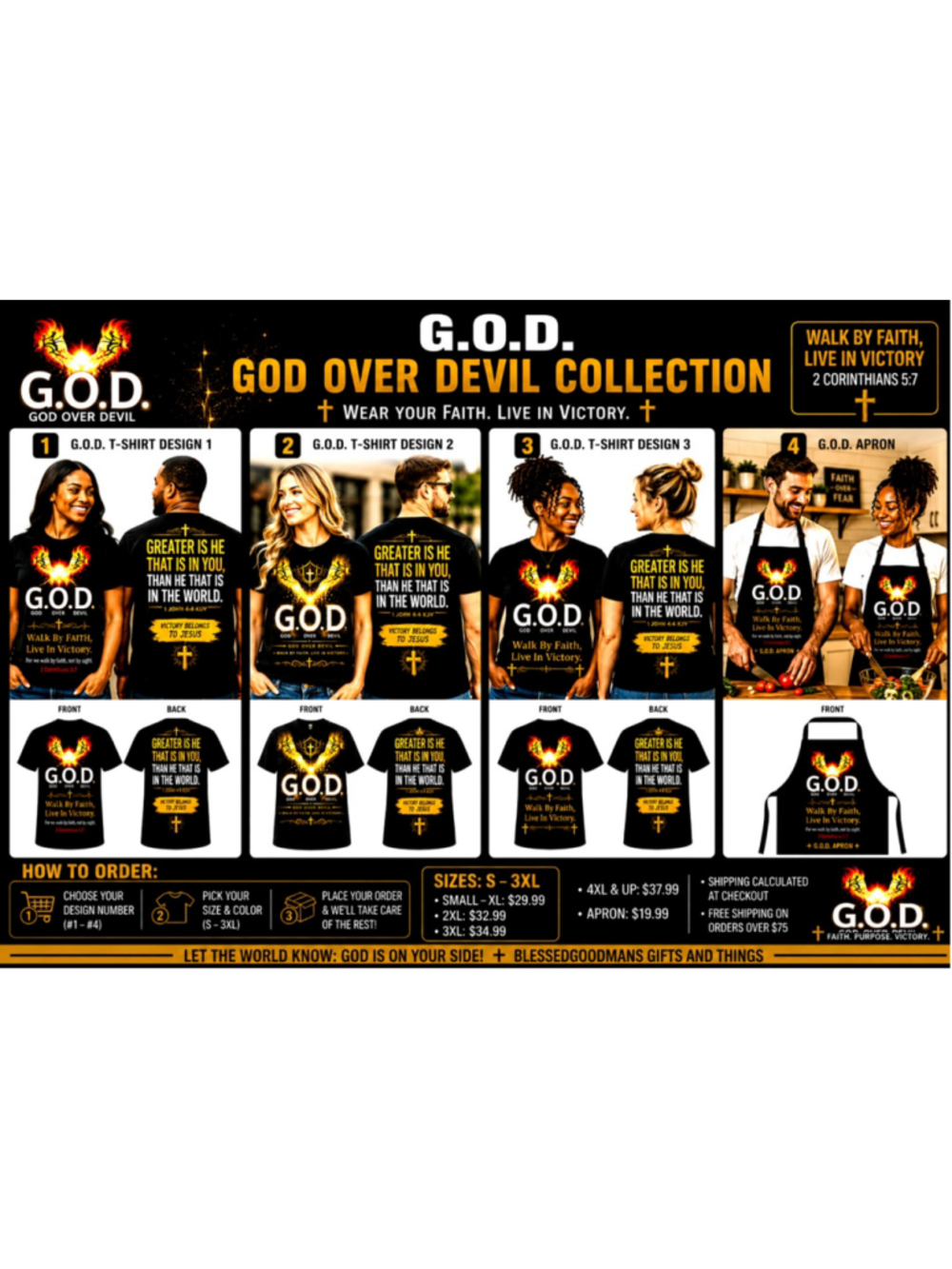 G.O.D. God Over Devil Faith T-Shirt Collection – Choose Your Design